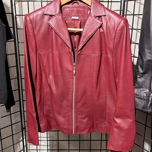 TRIBAL oxblood, leather jacket, zip front closure hidden pockets
